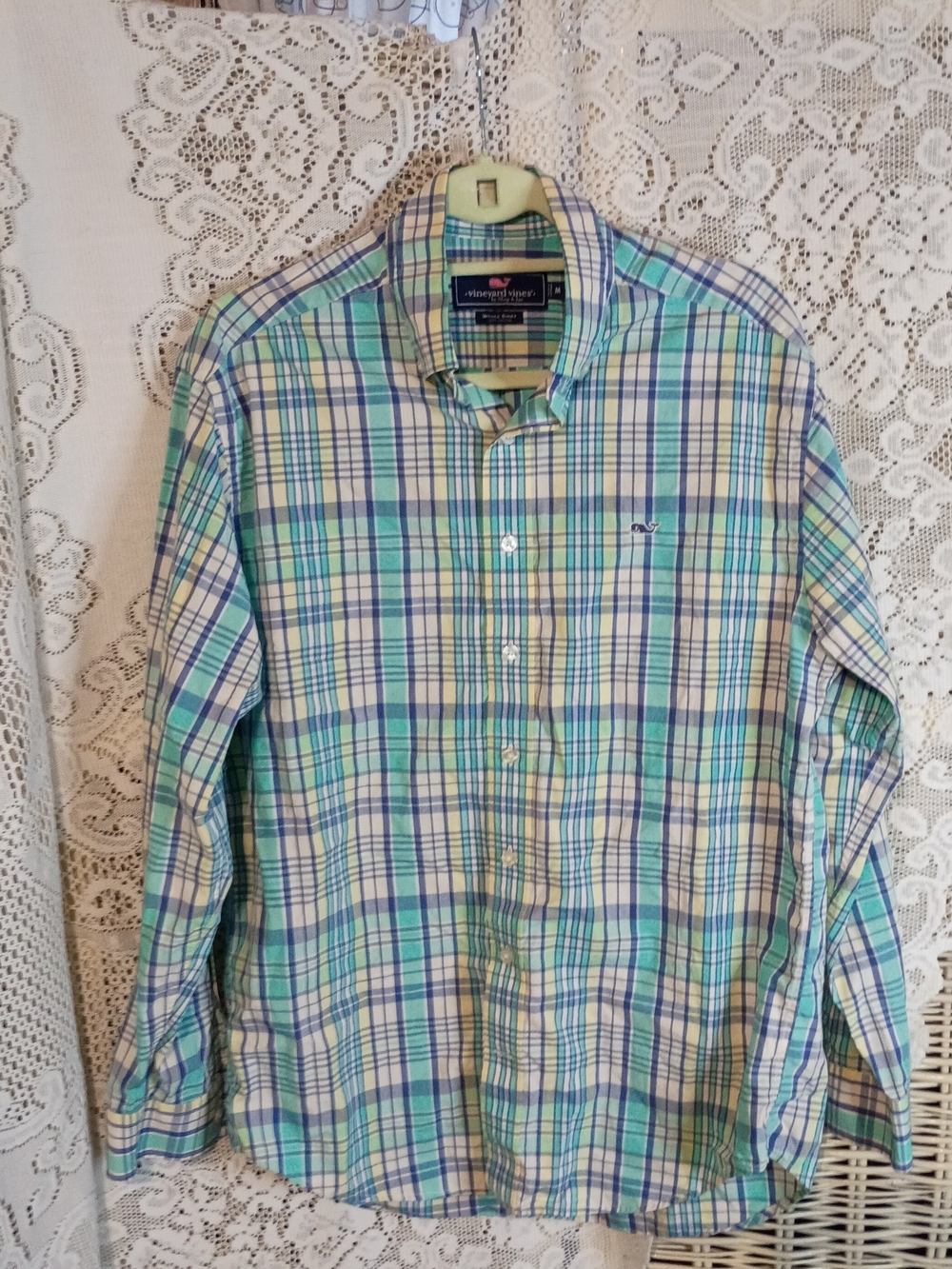 Vineyard Vines Men’s Green & Blue Plaid Button-Down Shirt